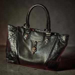 Loungefly Black Skull Embossed Tote
